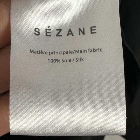 Sezane 100% Silk Lace Trim Cassandra Blouse Black Size 38 French US 6 Minimalist - Picture 6 of 16
